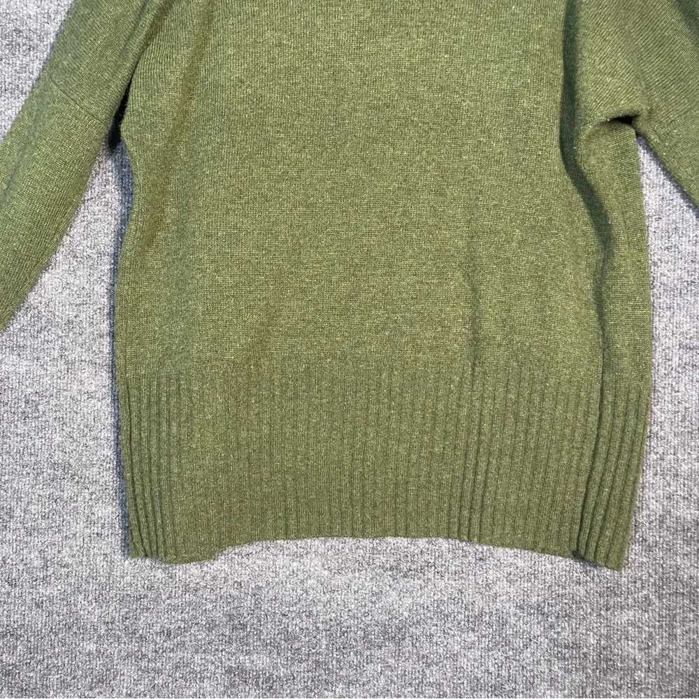 JCrew Womens XS Green Cashmere Wool Oversized Open Front Pockets Ribbed Cardigan